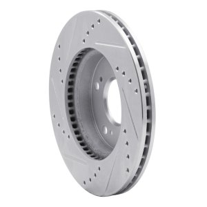 Acura ILX Brake Rotor (1) - Front Right - R1 Concepts - Drilled & Slotted - Silver - `12-`15